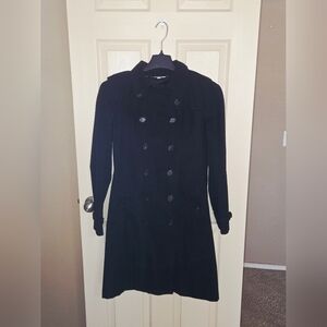 Vintage Burberry Women's Cotton Blend Double Breast Trench Coat In Black SZ 12
